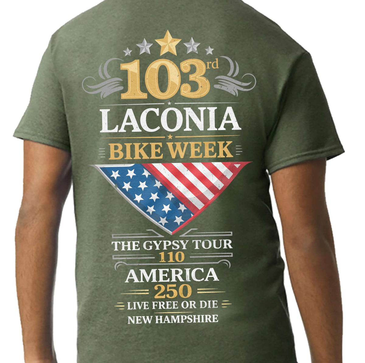 2026 -103rd Laconia Bike Week Short Sleeve Tee| Live Free or Die Gifts