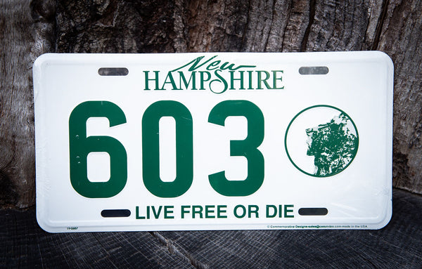 new hampshire license plate with 603 inscription