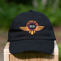 New Hampshire live free or die wings hat on a box