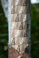  tan necktie with New Hampshire themed old man of the mountain design
